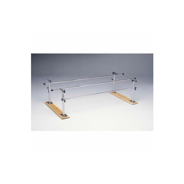 Wood Base Folding Parallel Bars, Height and Width Adjustable, 7' L